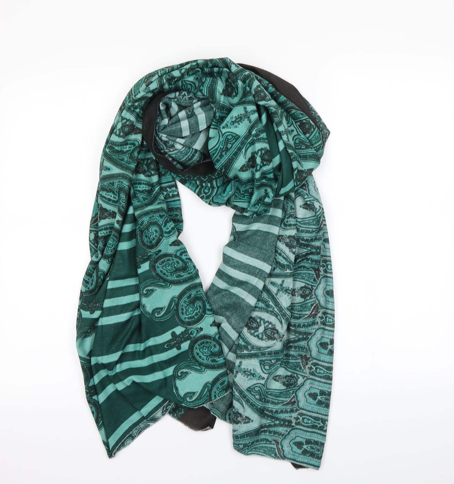 Preworn Womens Green Geometric Scarf