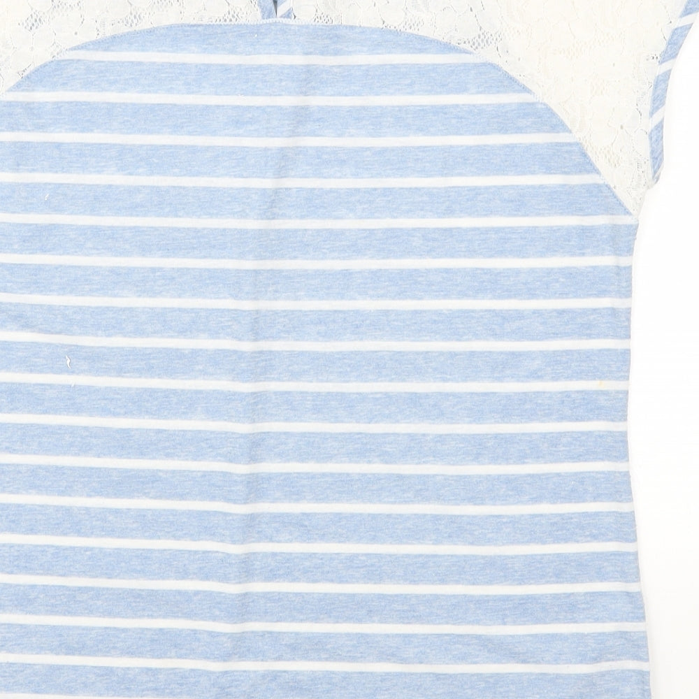 Marks and Spencer Womens Beige Striped Basic T-Shirt Size 12