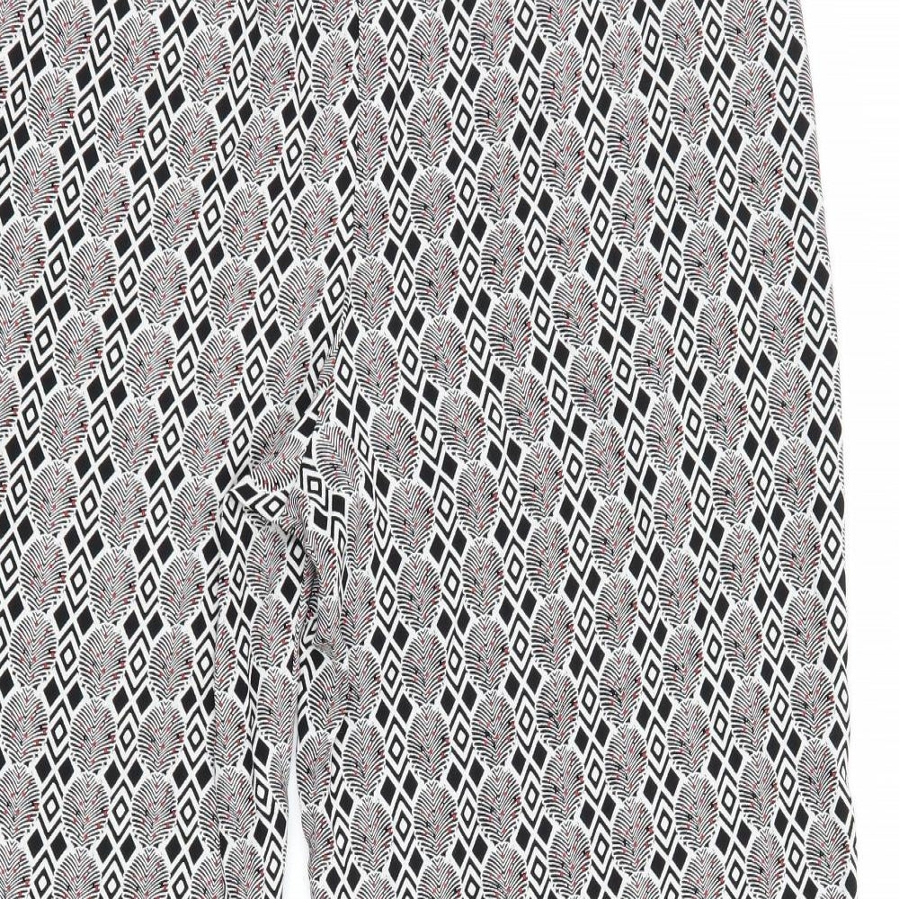 NEXT Womens Black Geometric Trousers Size 14 L23 in