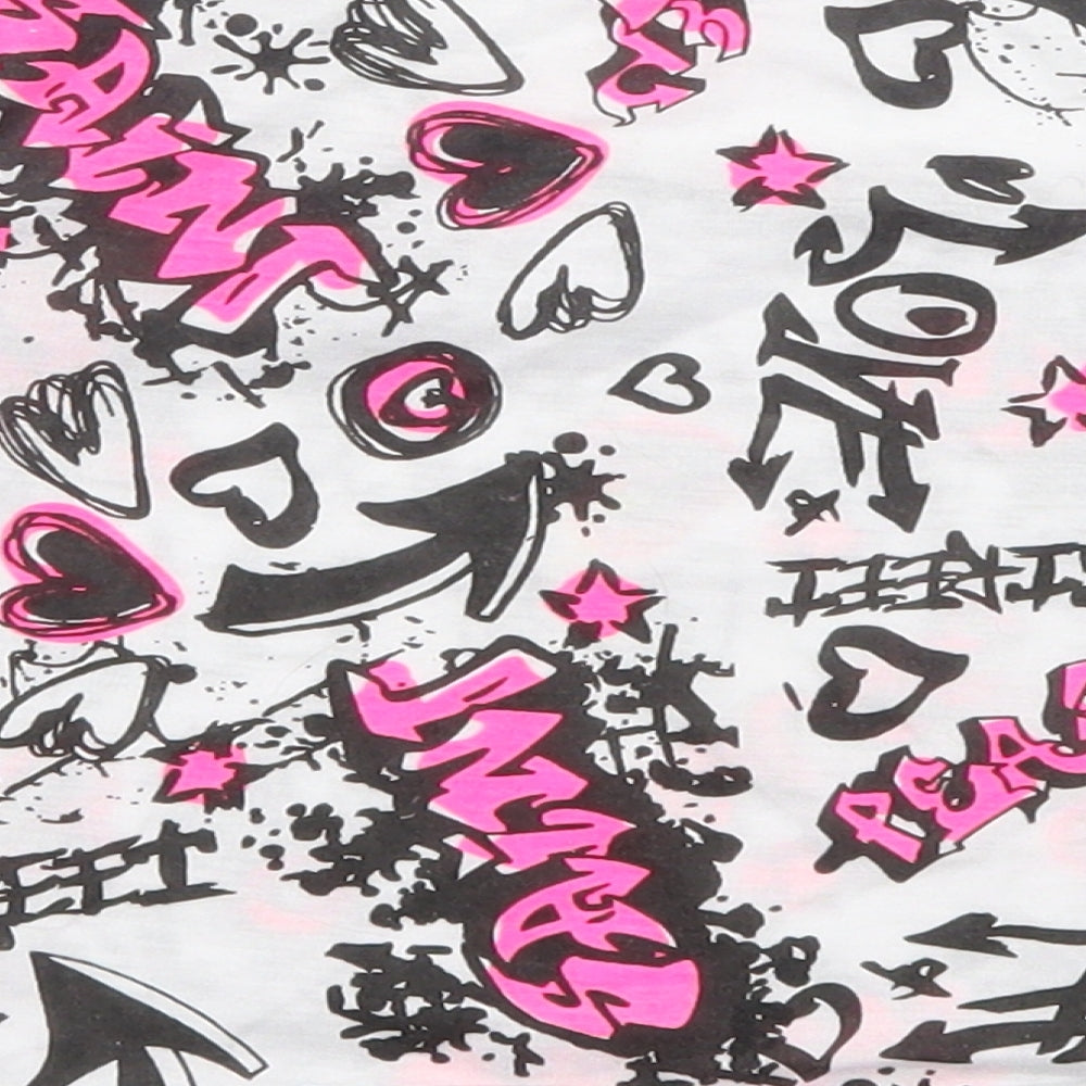 A to Z Girls White Cropped T-Shirt Size 13 Years - Graffiti