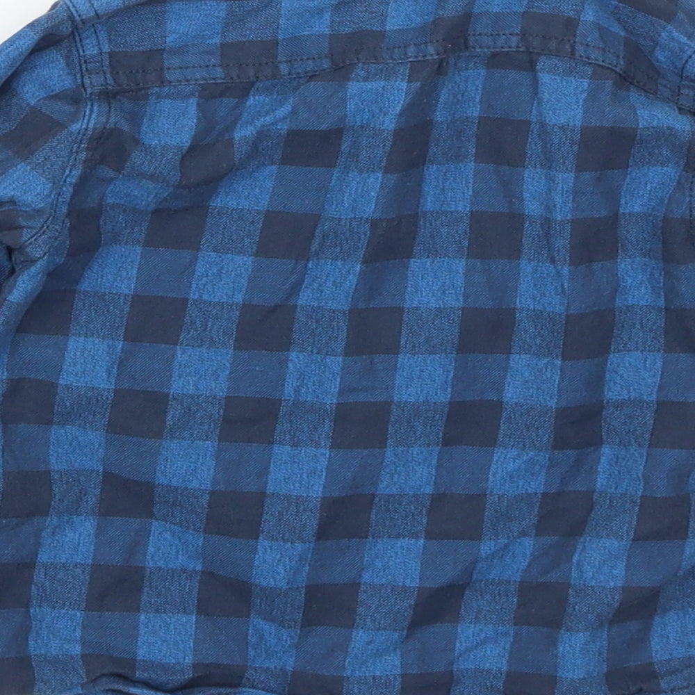 F&F Boys Blue Check Basic Button-Up Size 2-3 Years - Baseball Champion Badge