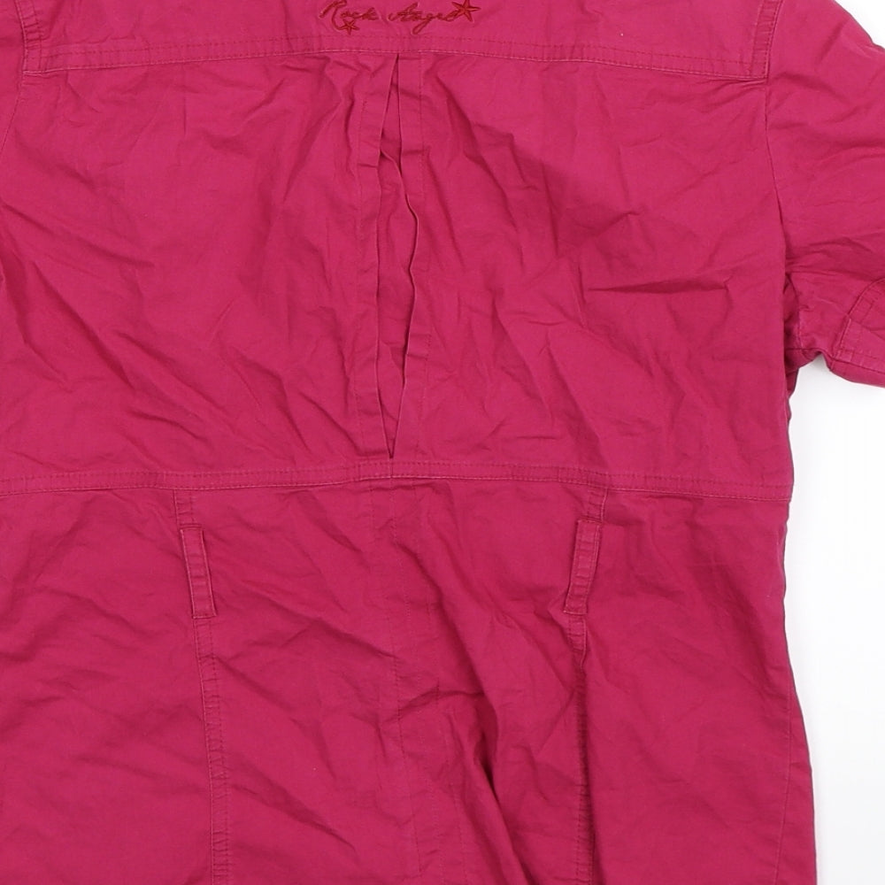 Preworn Womens Pink Basic Button-Up Size M