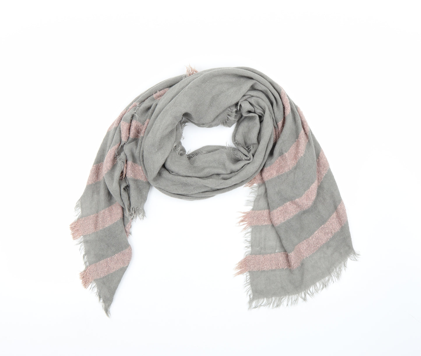 Preworn Womens Grey Striped Scarf