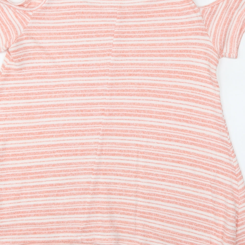 George Womens Pink Striped Basic Blouse Size 12