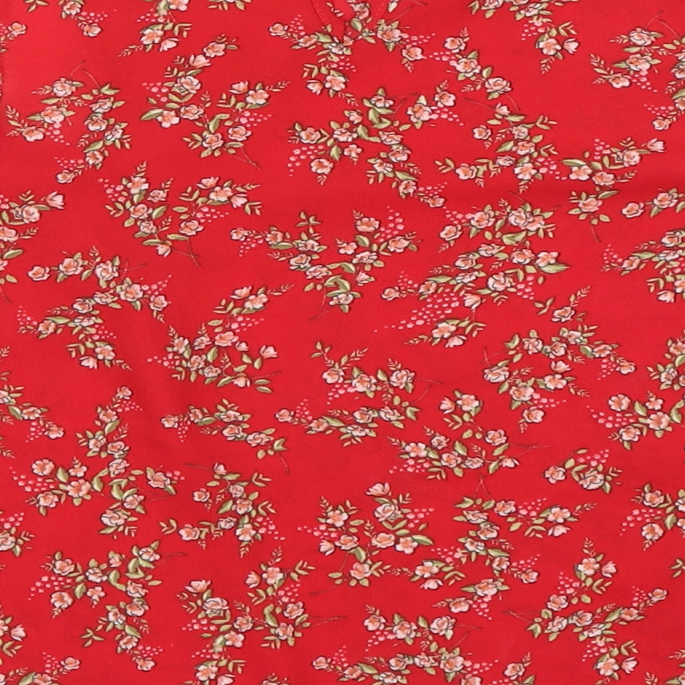New Look Girls Red Floral Basic Blouse Size 12 Years