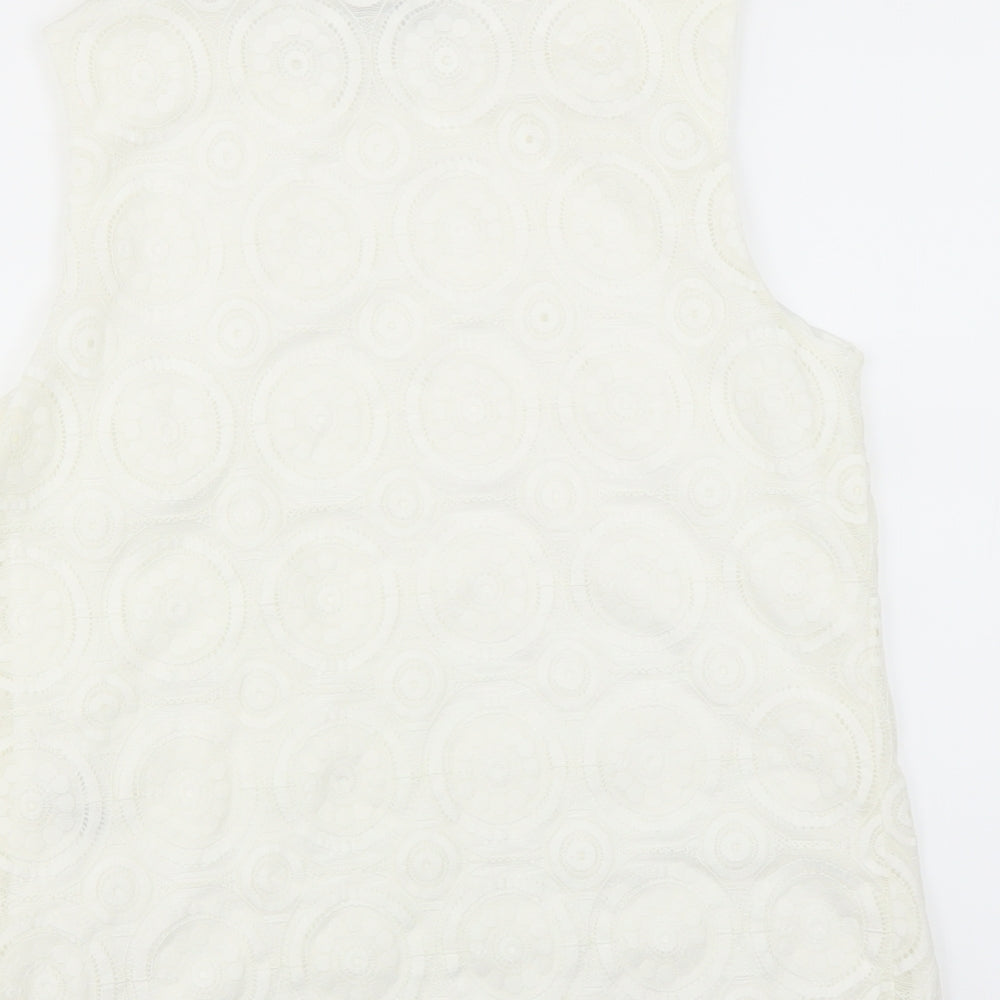 Matalan Womens White Floral Basic Blouse Size 12 - lace detail