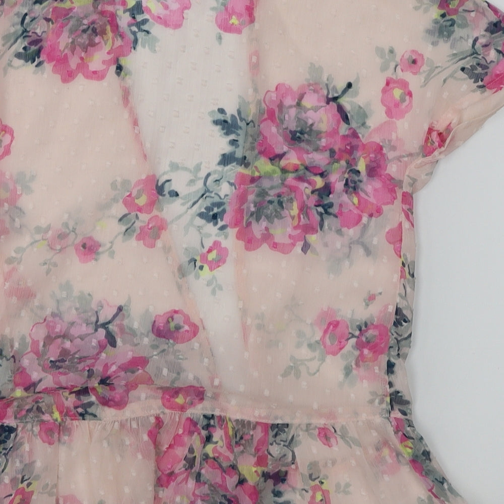 M&S Girls Pink Floral Kimono Blouse Size 5-6 Years