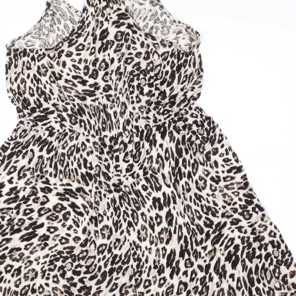 H&M Womens Brown Animal Print T-Shirt Dress Size S