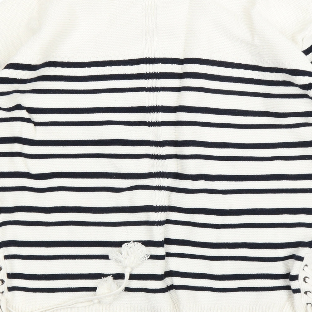 Preworn Womens White Striped Pullover Jumper Size 10