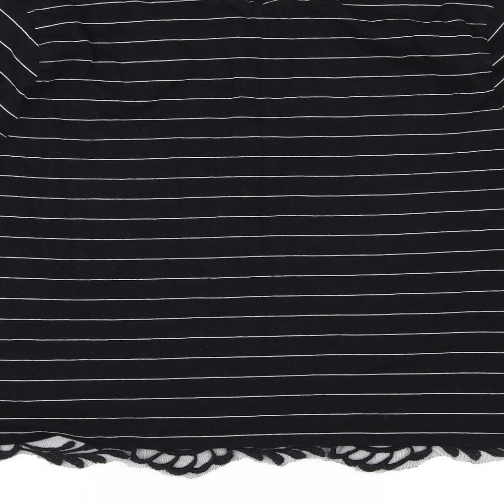 Miss Selfridge Womens Black Striped Basic T-Shirt Size 14