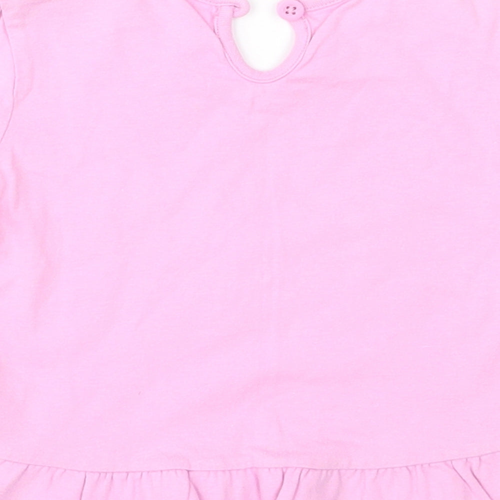 F&F Girls Pink Jersey Basic T-Shirt Size 6-9 Months
