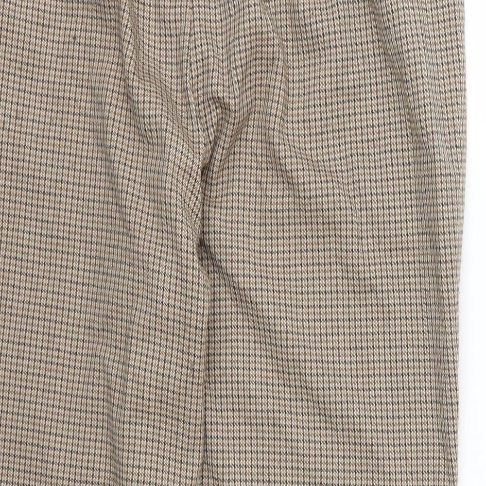 Stradivarius Womens Brown Houndstooth Trousers Size M L24 in