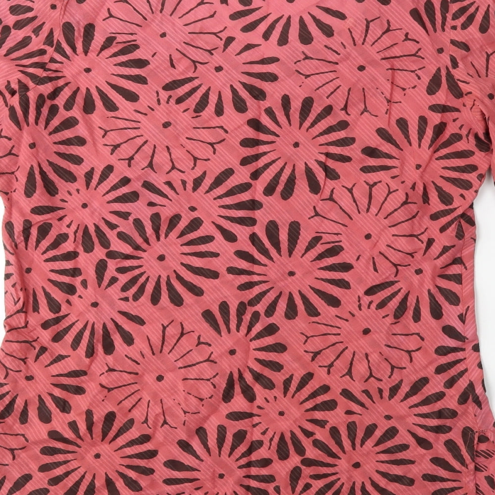 Adini Womens Pink Floral Basic T-Shirt Size 12