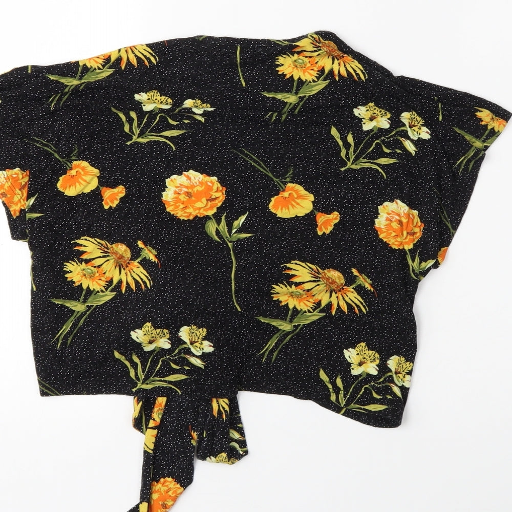 Primark Womens Black Floral Basic T-Shirt Size 12