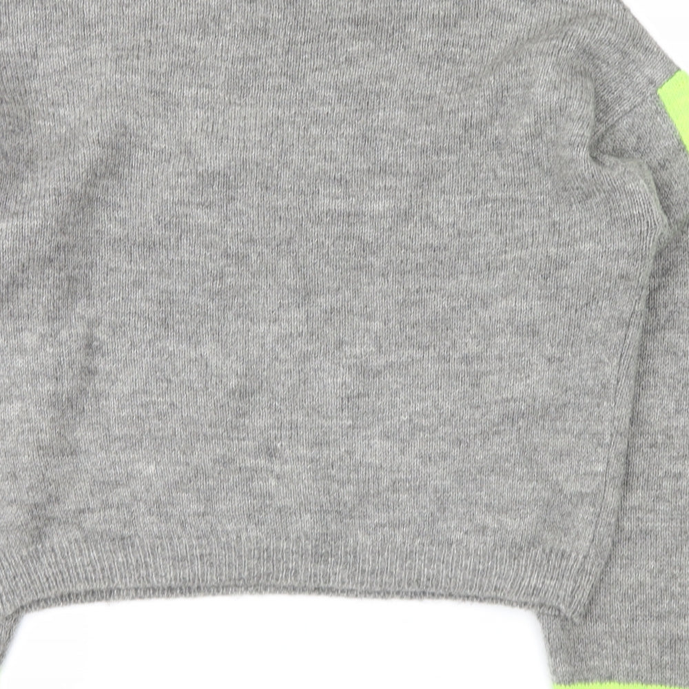 Primark Womens Grey Pullover Sweatshirt Size S - stripe on sleeves