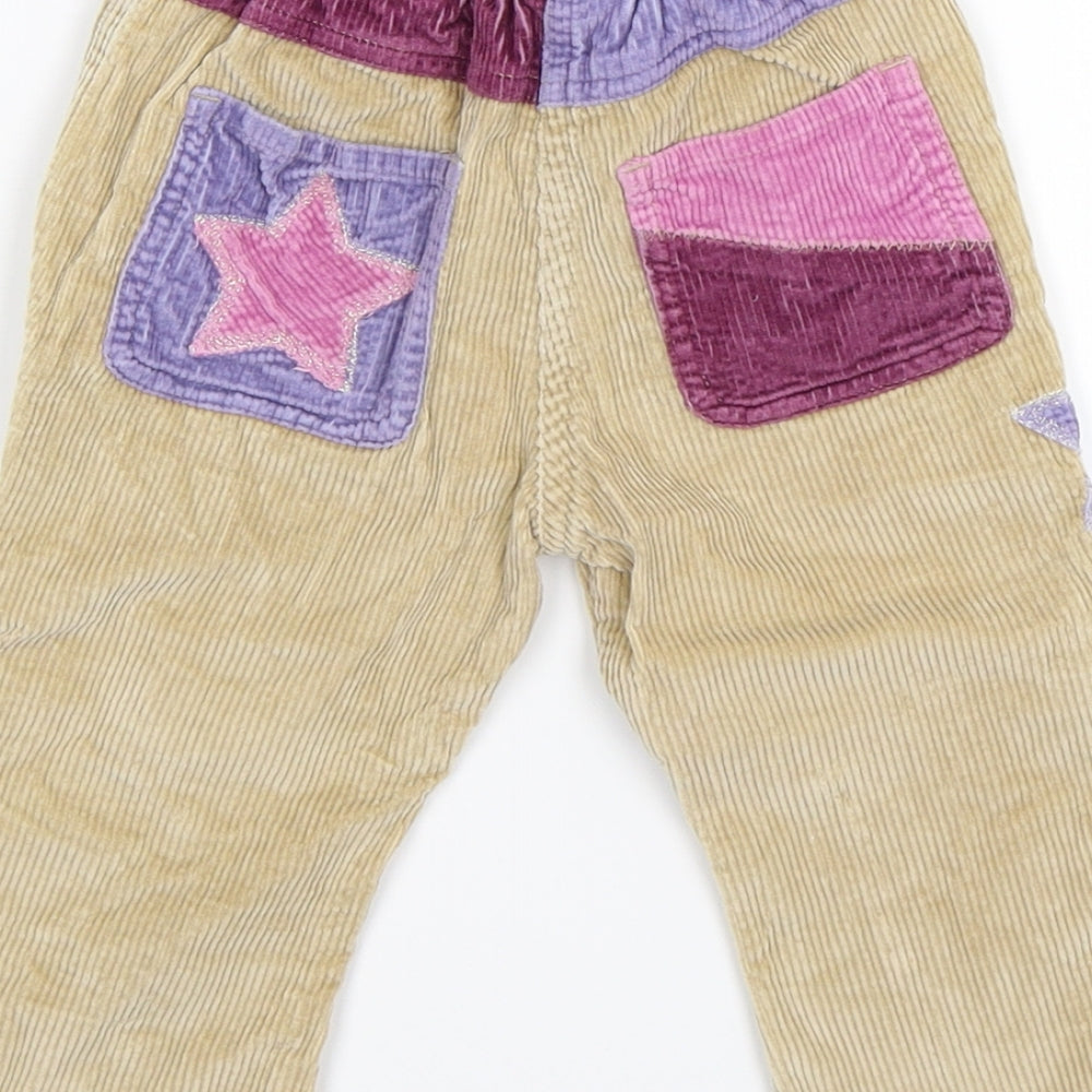 4kids Girls Beige Flecked Corduroy Capri Trousers Size 6-9 Months - patchwork cords