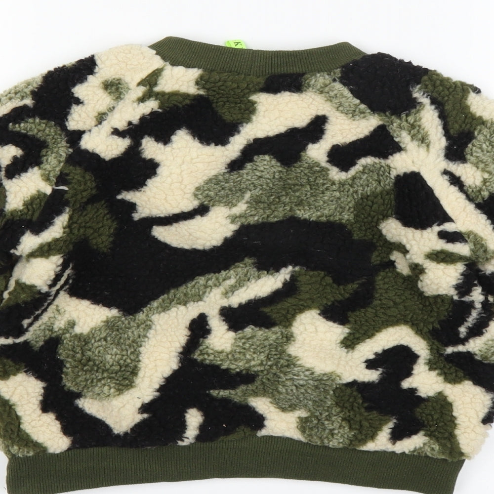 Preworn Girls Green Camouflage Pullover Jumper Size 13 Years