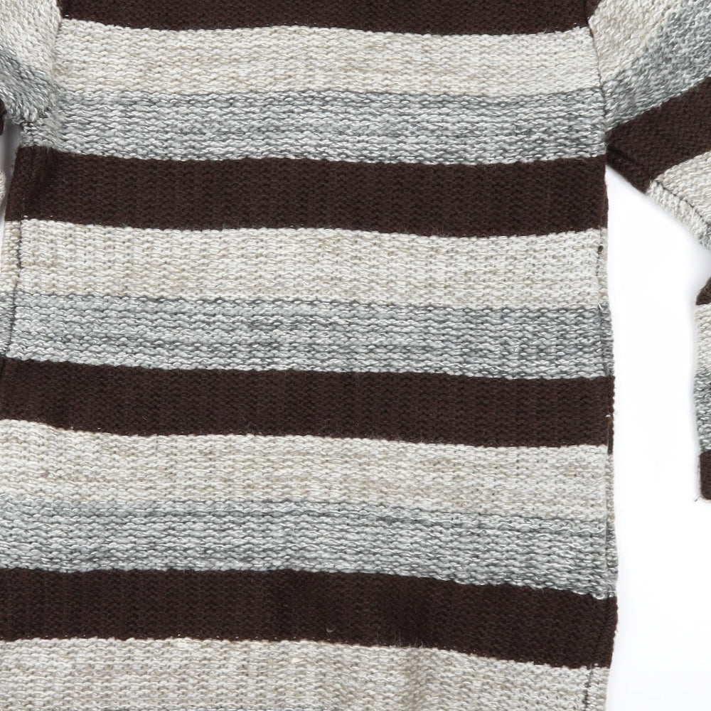 F&F Womens Beige Striped Cardigan Jumper Size M