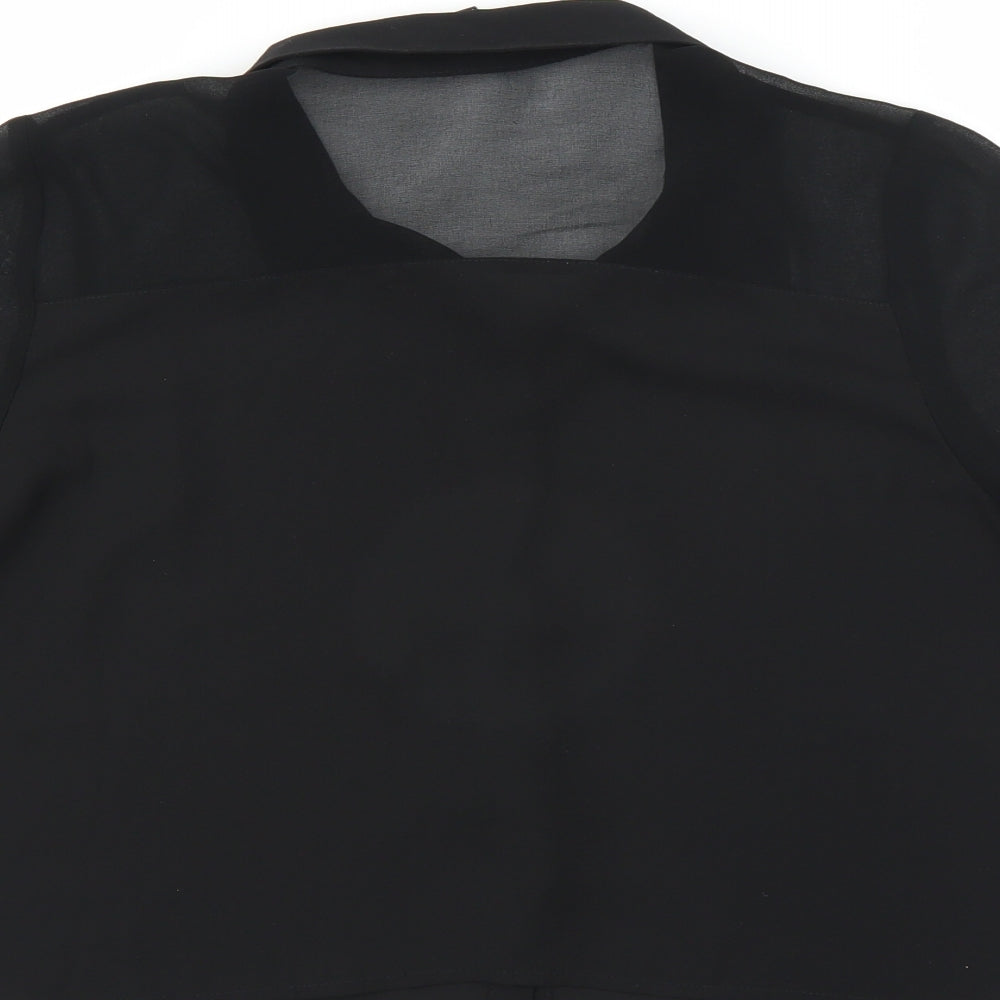 FOREVER 21 Womens Black Cropped Blouse Size M - sheer