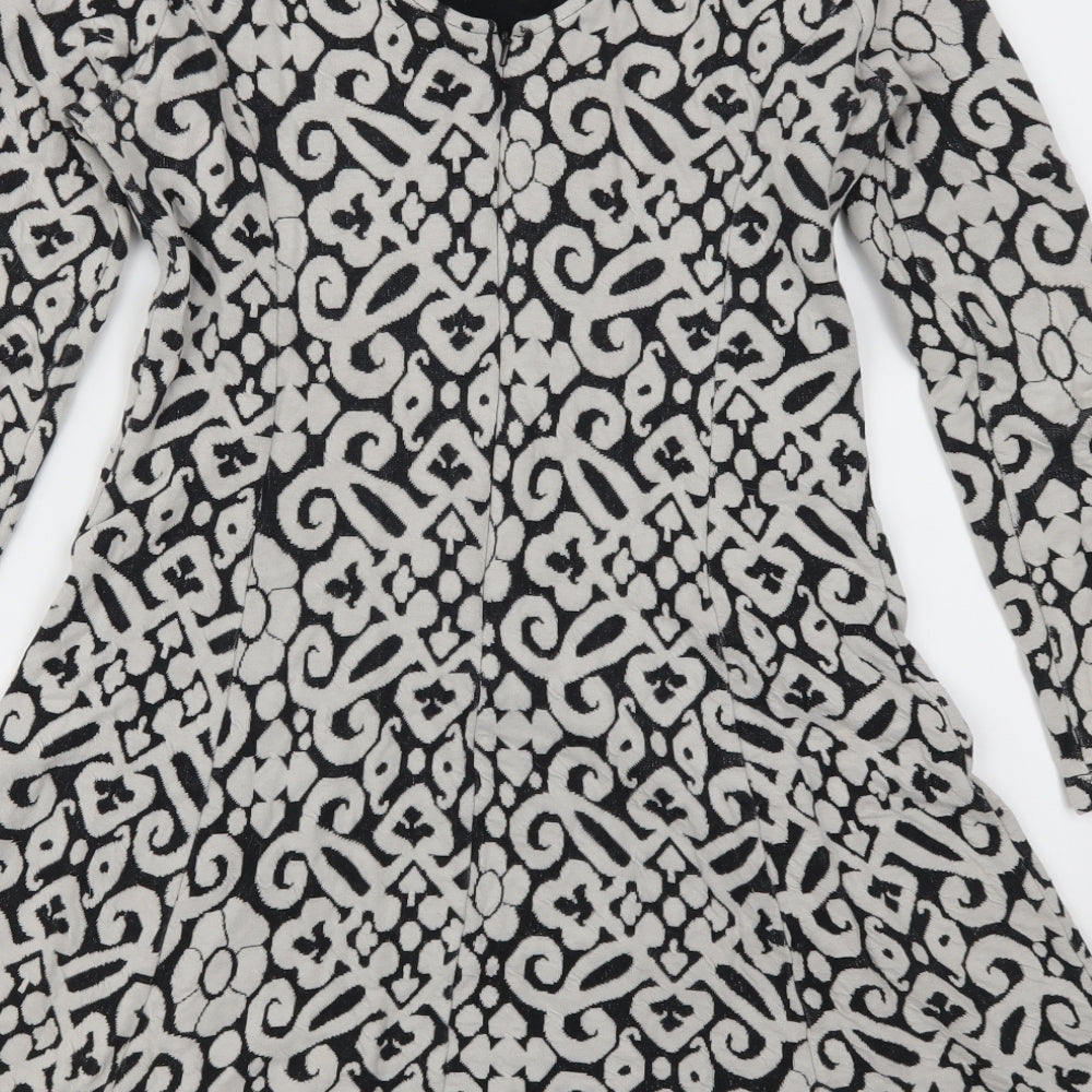 Marks and Spencer Womens Grey Geometric Skater Dress Size 8
