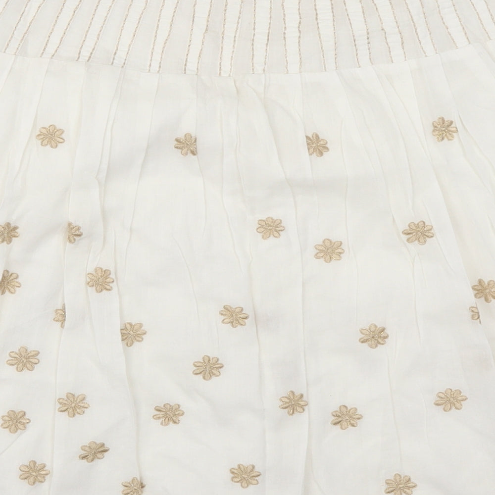 Amaryllis Womens White Floral A-Line Skirt Size 10 - Beige