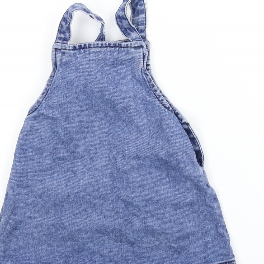 Matalan Girls Blue Denim Pinafore/Dungaree Dress Size 9-12 Months
