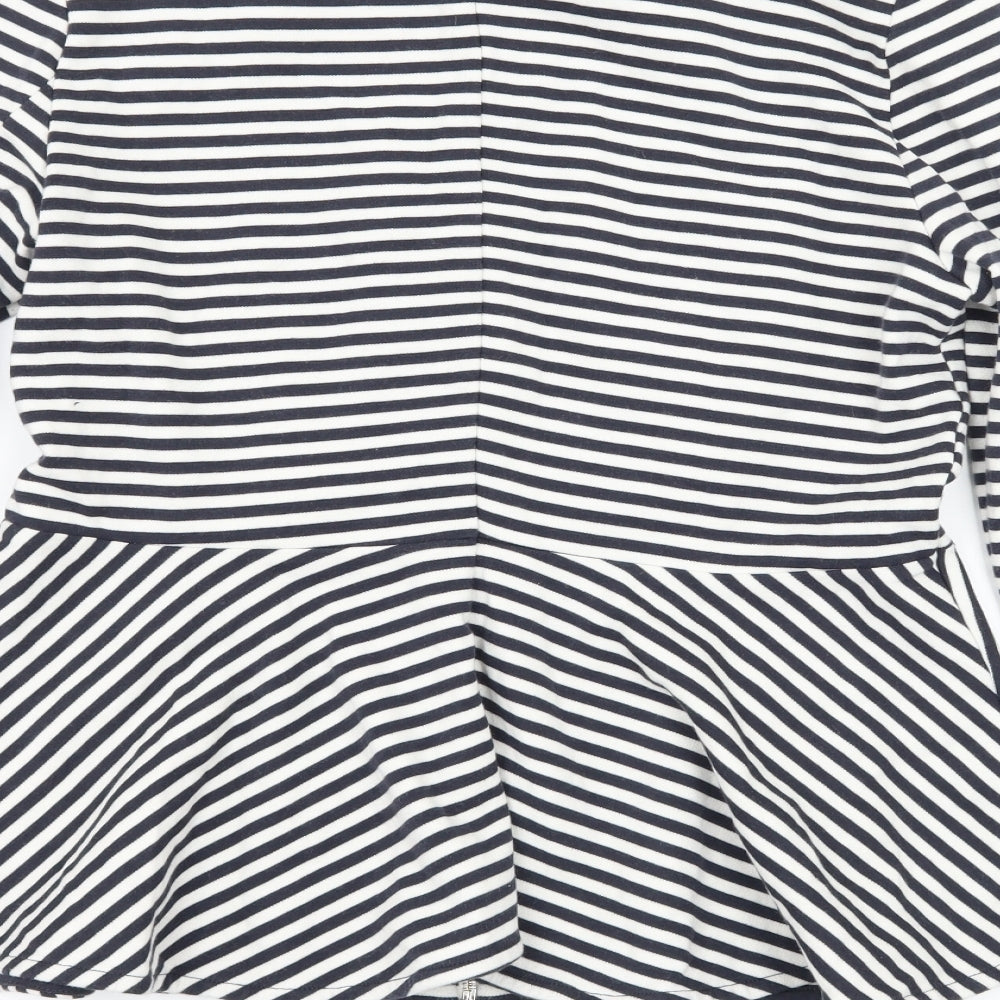 Topshop Womens Blue Striped Jersey Jacket Size 14