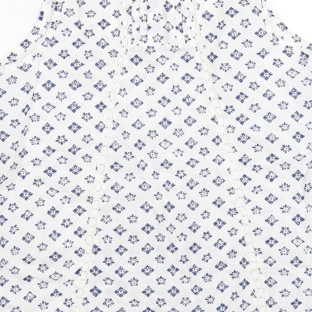 Fat Face Womens White Floral Tunic Tank Size 10
