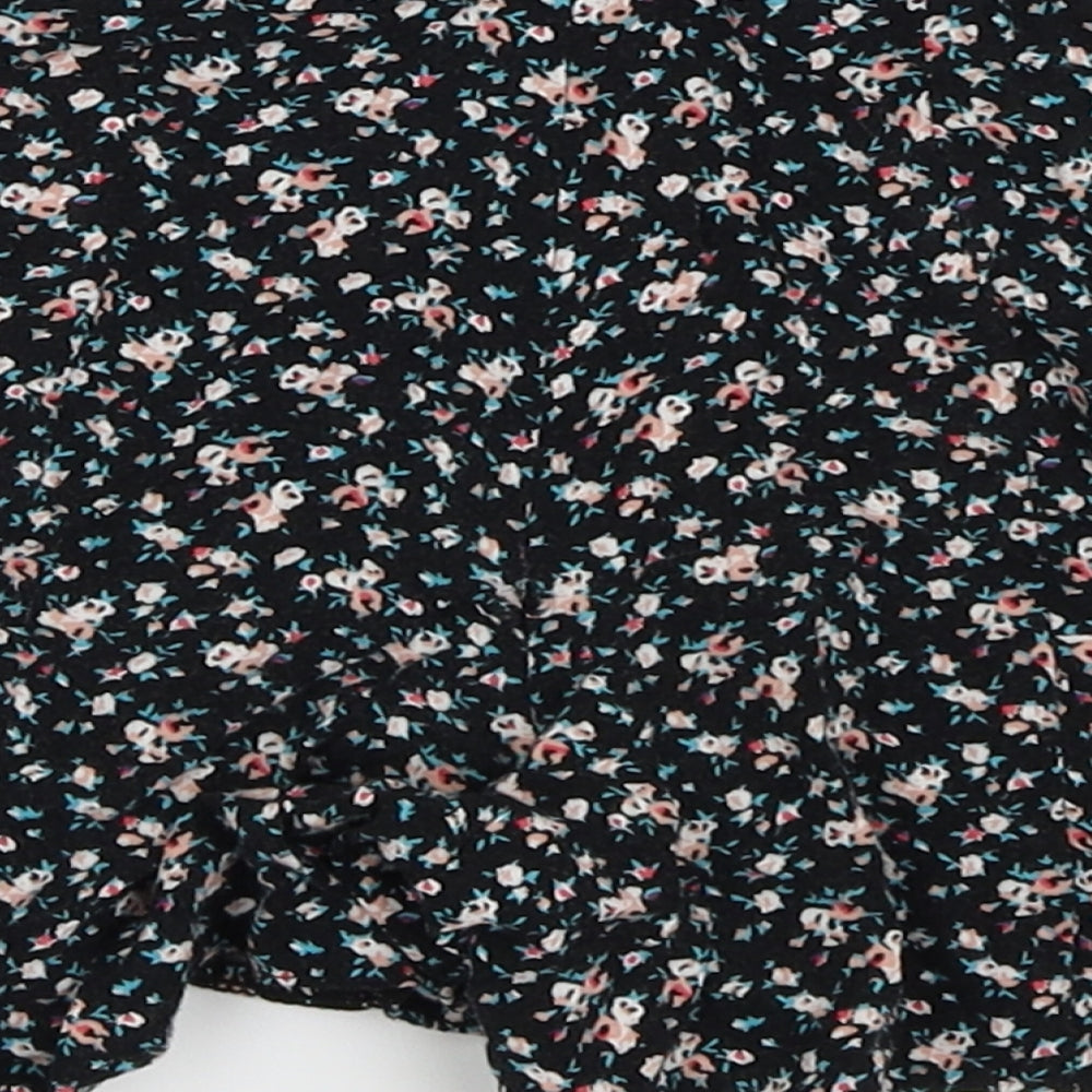 New Look Girls Black Floral Hot Pants Shorts Size 9 Years