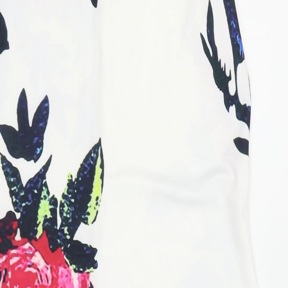 Preworn Womens White Floral Pencil Dress Size 8