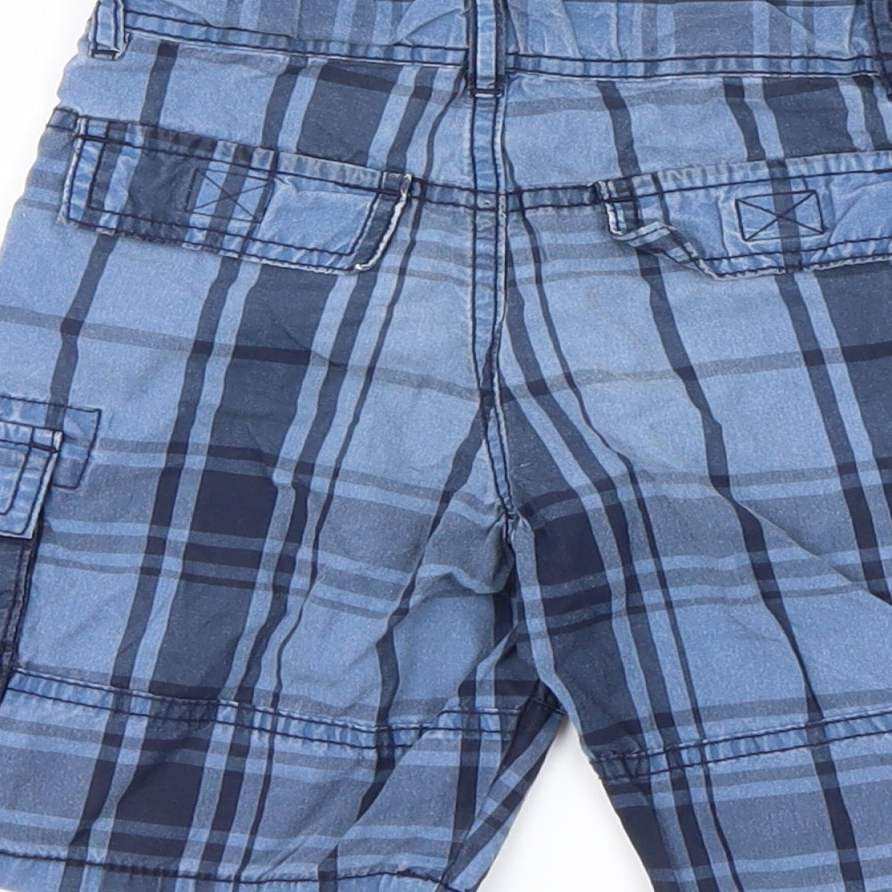 Preworn Boys Blue Check Cargo Shorts Size 4-5 Years