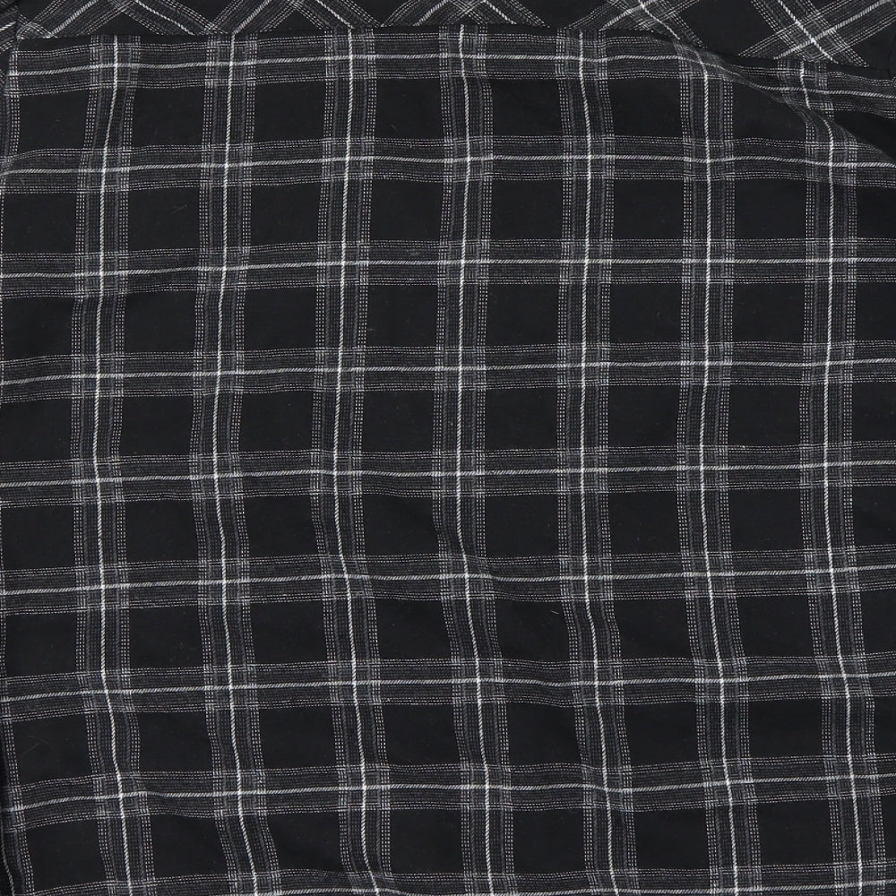 Abollria Mens Black Check Button-Up Size XL