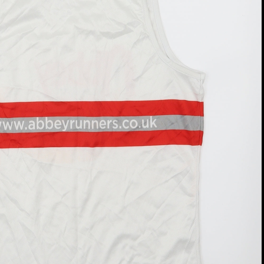 Abbey Runners Mens White Striped Basic Tank Size M
