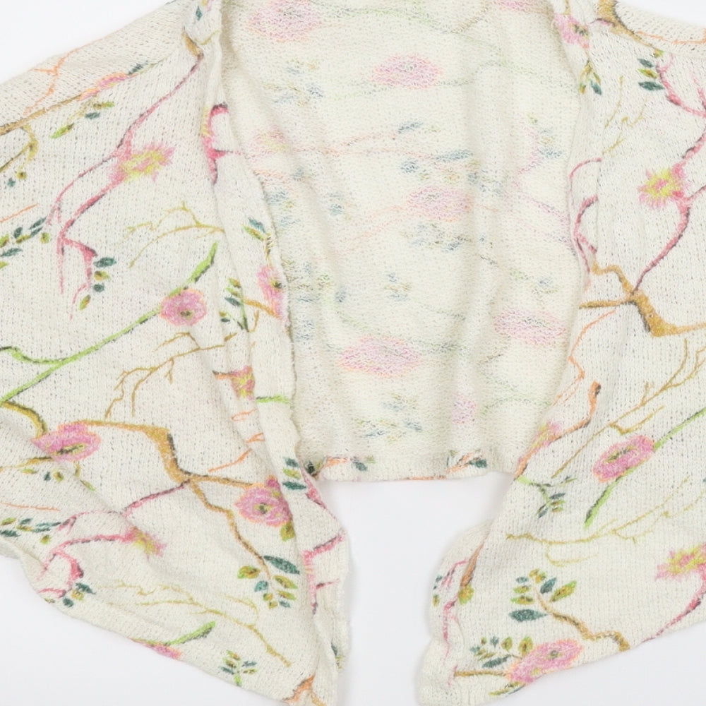 Zara Girls Ivory Floral Cardigan Jumper Size 9 Years - Bolero