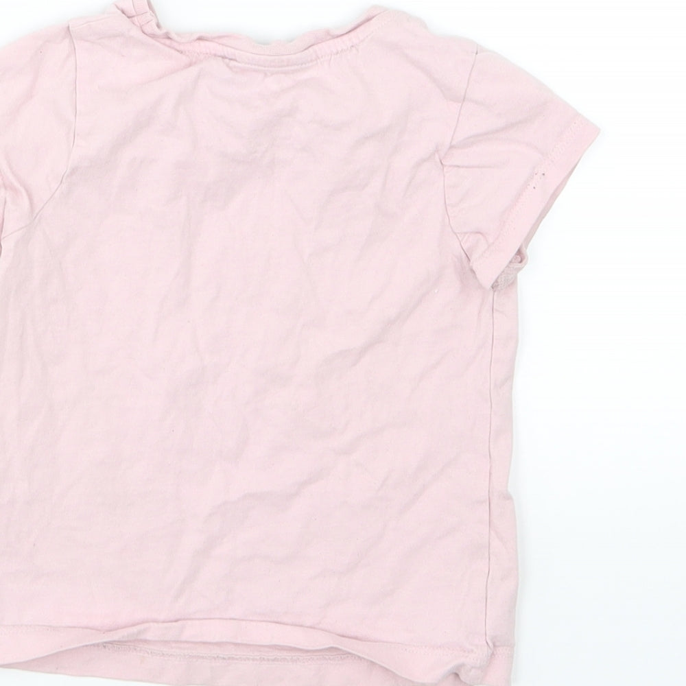 George Girls Pink Jersey Basic T-Shirt Size 2-3 Years - Happy