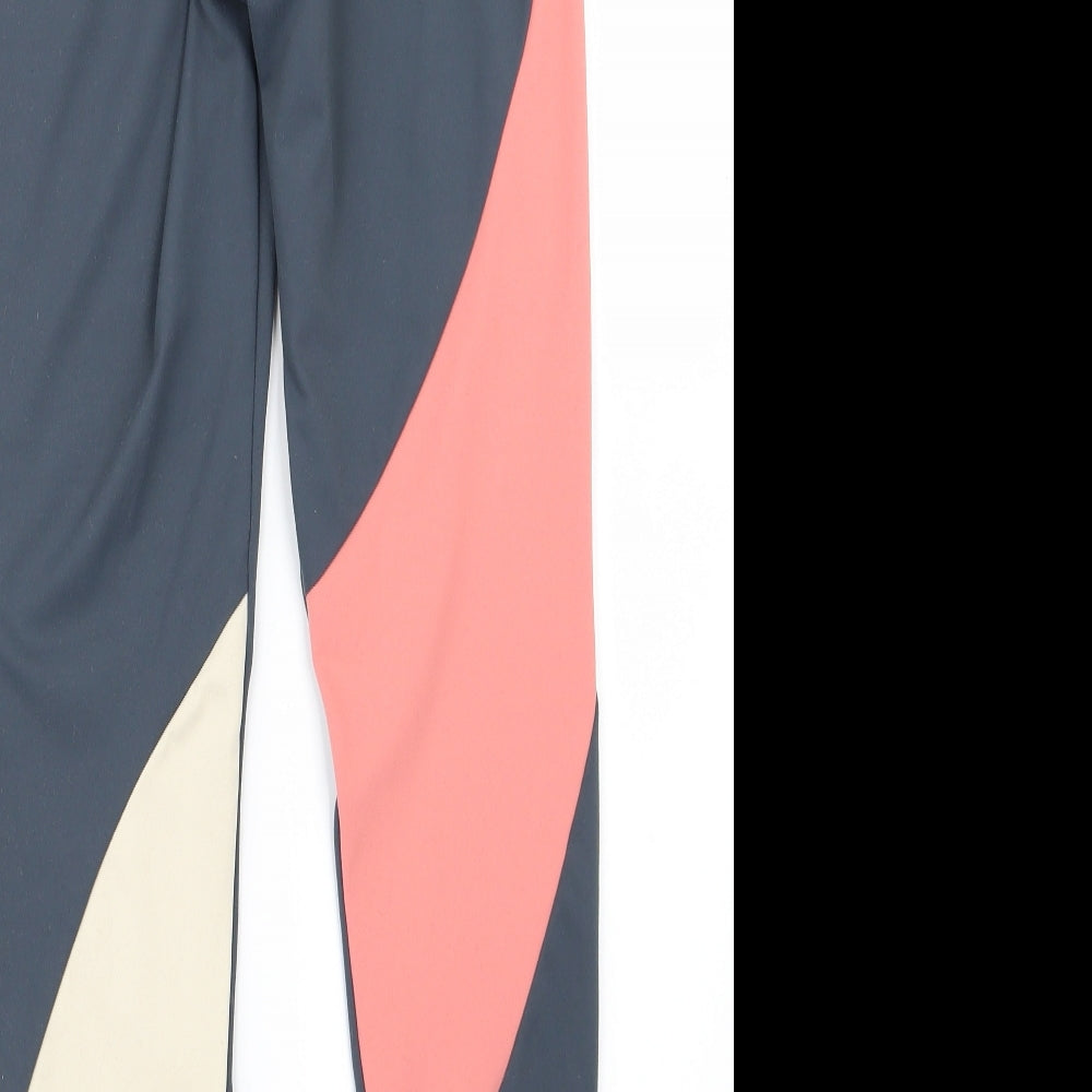 Workout Womens Grey Colourblock Compression Leggings Size M L27 in