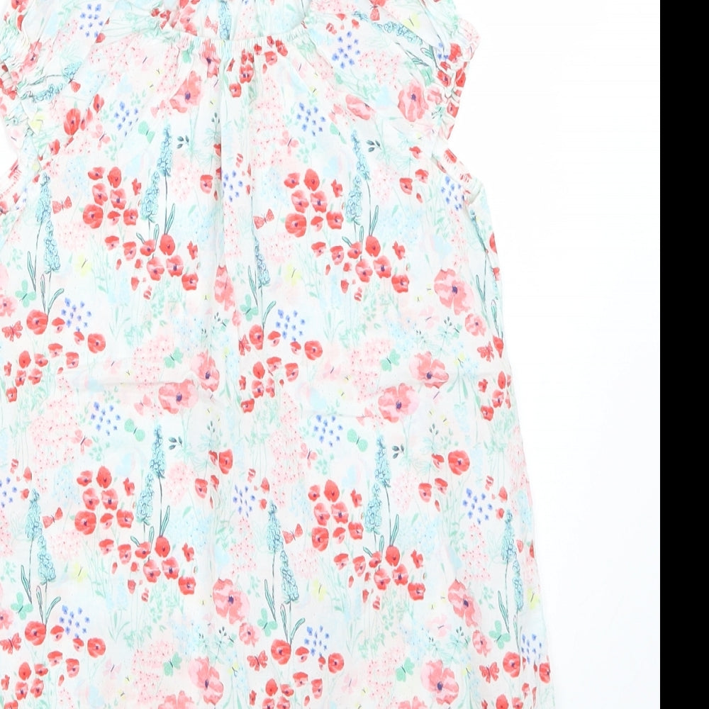 H&M Girls White Floral Basic T-Shirt Size 2 Years