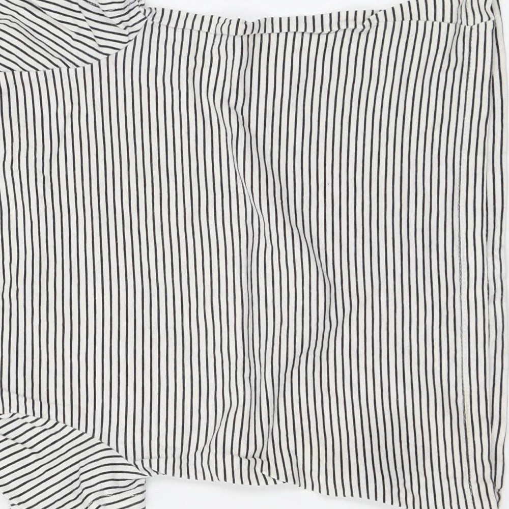 H&M Girls White Striped Basic T-Shirt Size 4-5 Years