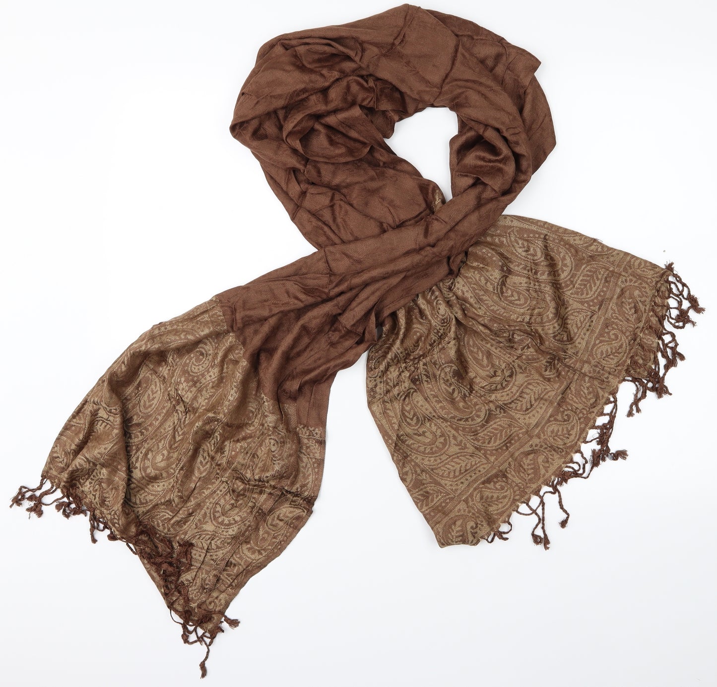 Preworn Womens Brown Geometric Shawl/Wrap