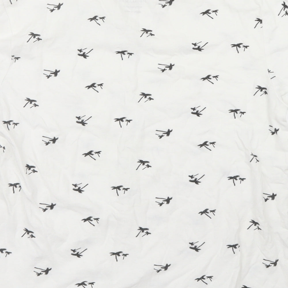 Primark Boys White Geometric Basic T-Shirt Size 9-10 Years - Palm Trees