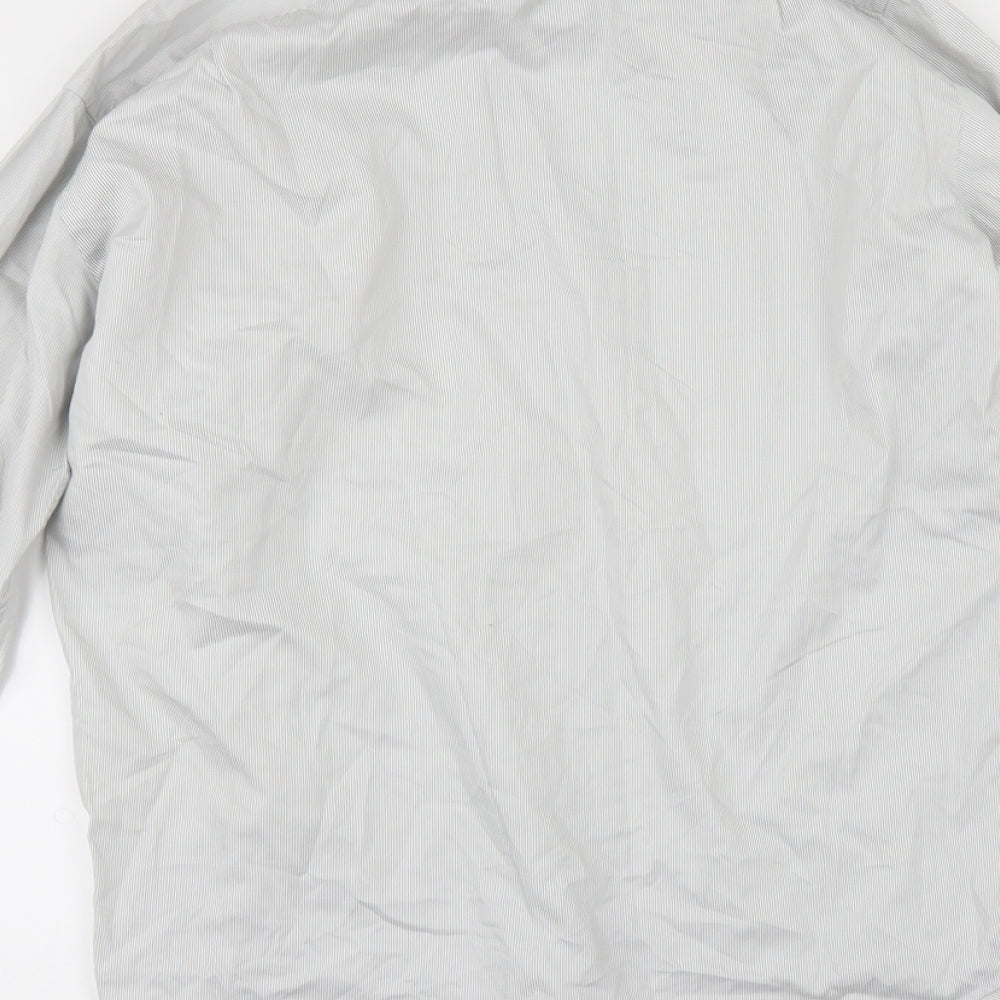 Gieves & Hawkes Mens Grey Striped Dress Shirt Size 15.5