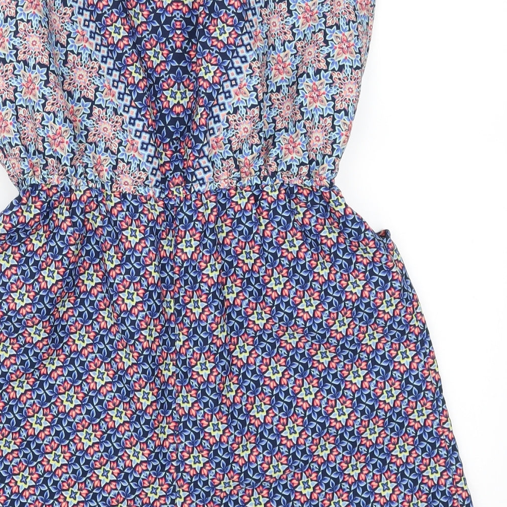 F&F Womens Blue Geometric Playsuit One-Piece Size 10