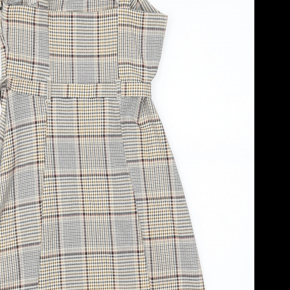 Primark Womens Brown Gingham Fit & Flare Size 4