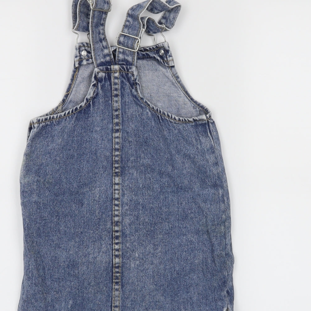 E-vie Angel Girls Blue Houndstooth Pinafore/Dungaree Dress Size 3 Years