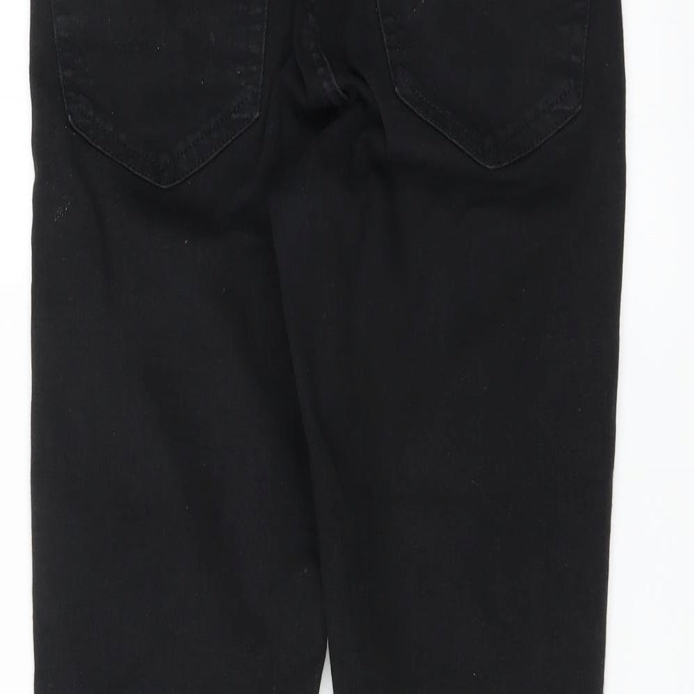 Topshop Womens Black Denim Skinny Jeans Size 28 in L28 in - animal print trim