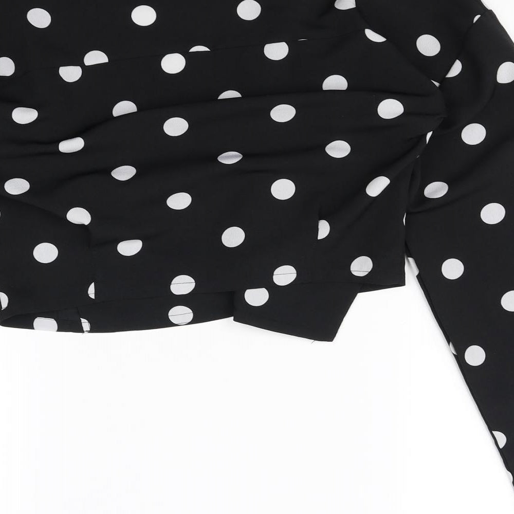 Lola May Womens Black Polka Dot Cropped Blouse Size 8