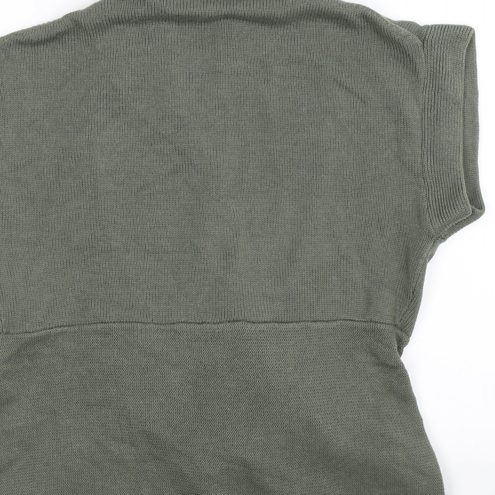 Moda Womens Green Knit Wrap Jumper Size M - waterfall front