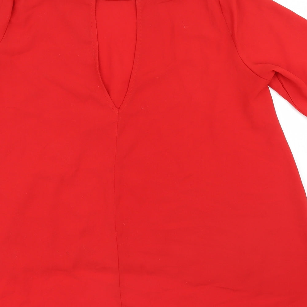 Glamorous Womens Red Basic Blouse Size 10