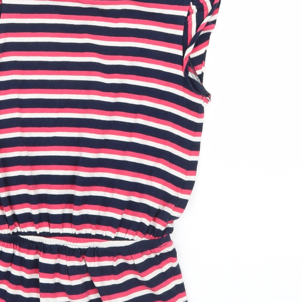 Marks and Spencer Girls Pink Striped Basic T-Shirt Size 6-7 Years
