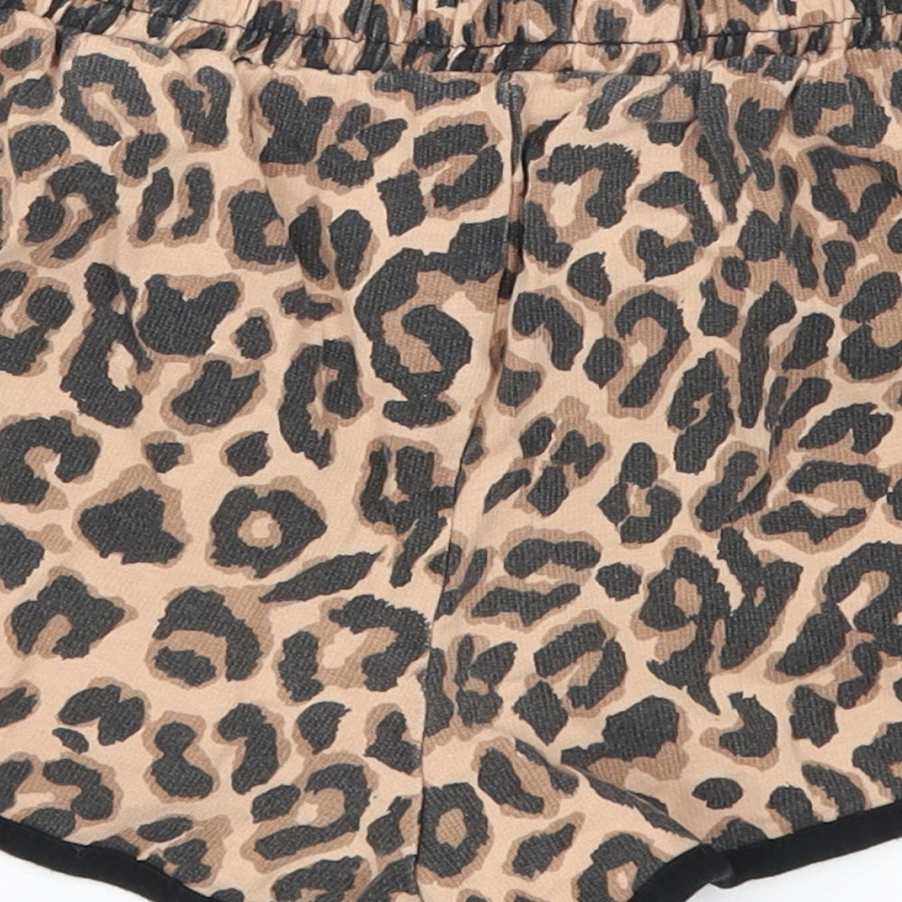 Select Womens Brown Animal Print Sweat Shorts Size 8